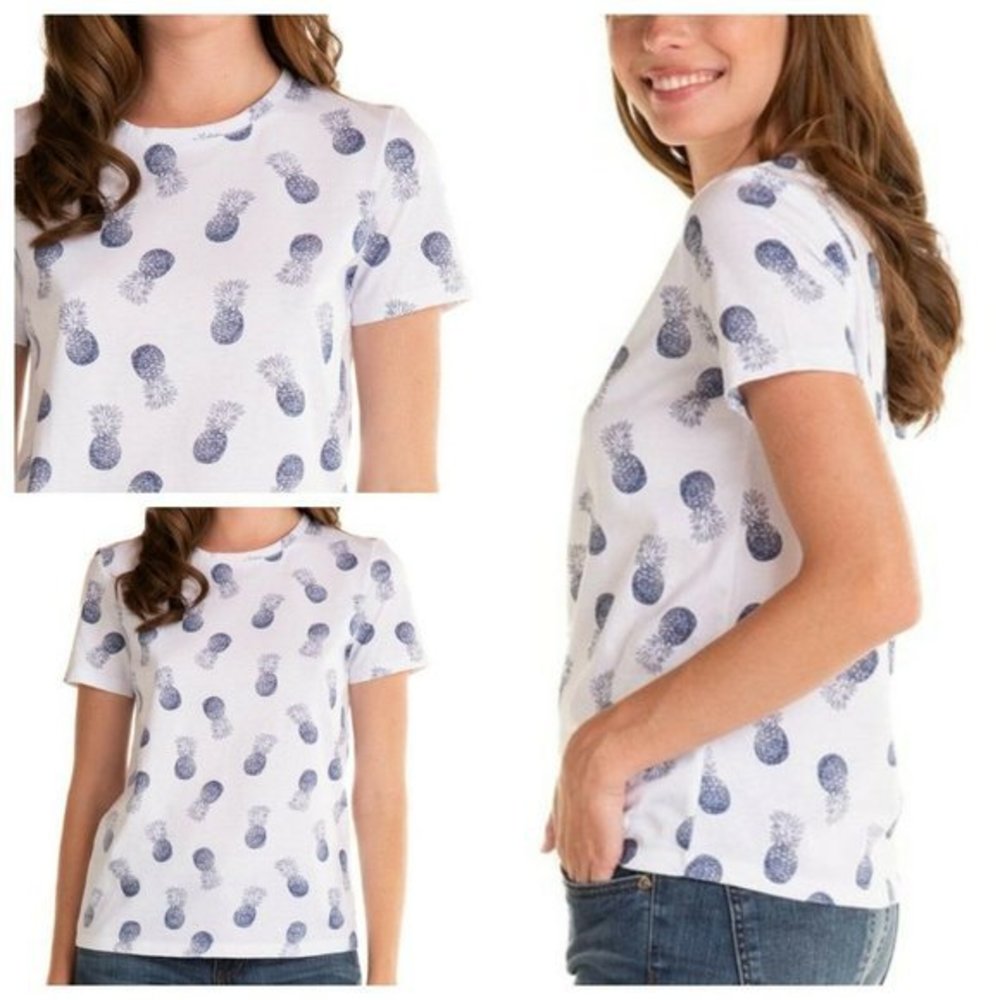 New Fresh Produce XS S White Blue Pineapple Tee